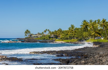 Scenic Alula Beach And Aiopio Fish Trap In Kailua Kona, Big Island, Hawaii