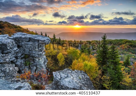 Scenic autumn sunrise, Bear Rocks, West Virginia