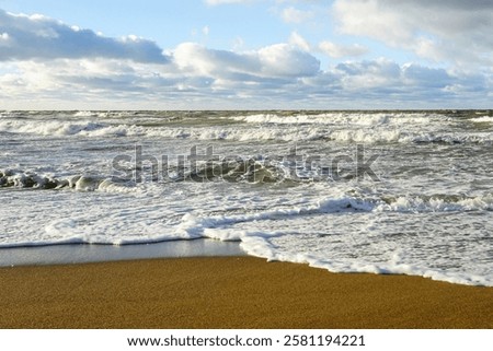 Similar – Image, Stock Photo Stormy sea with foamy waves