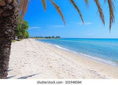 Scenic Beach At Chalkidiki Peninsula Of North Greece Near Thessaloniki City