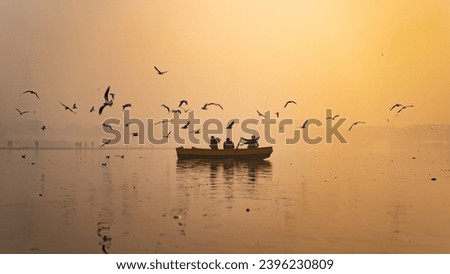 Scenic Boat ride at Yamuna Ghat of New Delhi, India