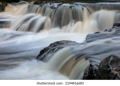 Scenic Bond Falls In Michigan Upper Peninsula During Autumn Time. 