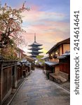 Scenic cityscape of Yasaka pagoda sunset in Kyoto