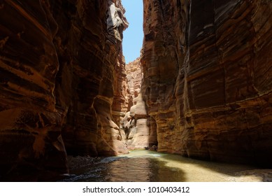 Scenic Cliffs Of Wadi Mujib Creek In Jordan