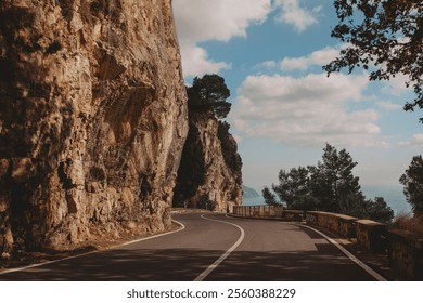 Scenic Coastal Road Along the Cliffs of the Amalfi Coast, Italy - Powered by Shutterstock