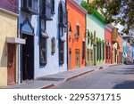 Scenic colorful colonial architecture of Cuernavaca streets in historic center in Mexico Morelos.