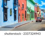 Scenic colorful colonial architecture of Cuernavaca streets in historic center in Mexico Morelos.