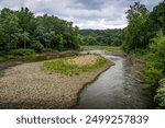 The scenic Cuyahoga river at the forest at Cuyahoga Valley National Park, the only natural park in Ohio, Unites States.
