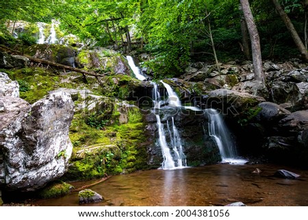 Scenic Dark Hollow Falls overview at Shenandoah National park in summer