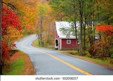 Scenic Drive Across New England Fall Foliage