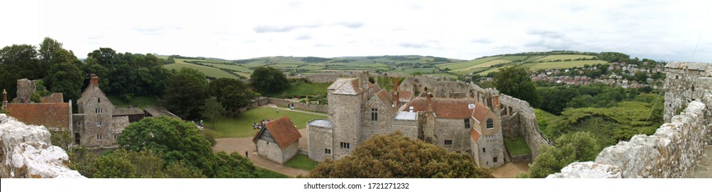 Scenic English Castle In Isle Of Wight United Kingdom Carisbrooke Castle