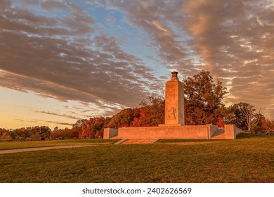 The scenic Eternal Light Peace Memorial against the sunset sky