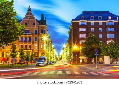 Scenic Evening View Of The Old Town Artchitecture And City Street In Helsinki, Finland