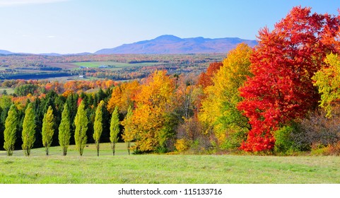 Scenic Fall Landscape In The Province Of Quebec, Canada