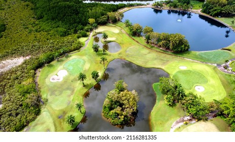 Scenic golf course and lakes in far north Queensland