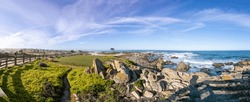 Scenic Golf Course At The Pacific Coast In Pebble Beach, USA