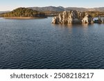 Scenic Guadiana river landscape in Badajoz. Puerto Peña, Extremadura. Spain