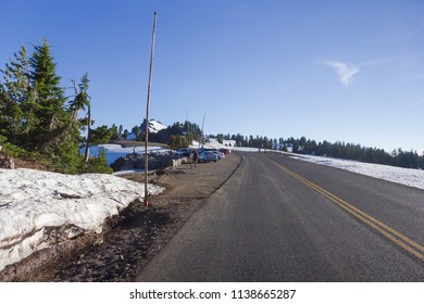 A Scenic Highway (Rim Drive) In Crater Lake National Park, Oregon, USA