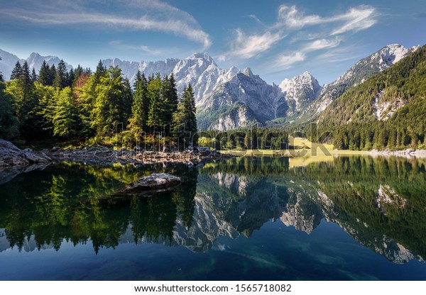 Scenic Image Fairytale Mountain Lake Under Stock Photo 1565718082 ...