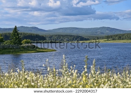 Scenic lake landscape in Tirlyansky village, Bashkortostan