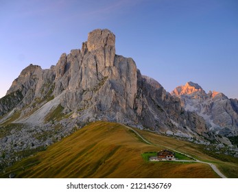 Scenic landscape of Giau Pass or Passo di Giau - 2236m. Mountain pass in the province of Belluno in Italy, Europe