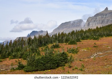 Scenic Landscape Of The McDonald Lake Valley From The Highline Trail, By The Going-to-the-sun Road Near Logan Pass Visitor Center, In Glacier National Park, USA