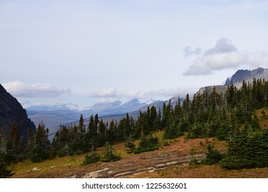 Scenic Landscape Of The McDonald Lake Valley From The Highline Trail, By The Going-to-the-sun Road Near Logan Pass Visitor Center, In Glacier National Park, USA