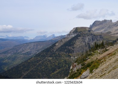 Scenic Landscape Of The McDonald Lake Valley From The Highline Trail, By The Going-to-the-sun Road Near Logan Pass Visitor Center, In Glacier National Park, USA