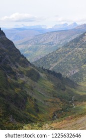 Scenic Landscape Of The McDonald Lake Valley From The Highline Trail, By The Going-to-the-sun Road Near Logan Pass Visitor Center, In Glacier National Park, USA