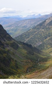 Scenic Landscape Of The McDonald Lake Valley From The Highline Trail, By The Going-to-the-sun Road Near Logan Pass Visitor Center, In Glacier National Park, USA