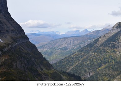 Scenic Landscape Of The McDonald Lake Valley From The Highline Trail, By The Going-to-the-sun Road Near Logan Pass Visitor Center, In Glacier National Park, USA