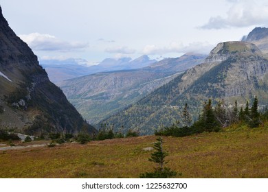 Scenic Landscape Of The McDonald Lake Valley From The Highline Trail, By The Going-to-the-sun Road Near Logan Pass Visitor Center, In Glacier National Park, USA