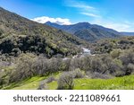 scenic landscape near village of three rivers with view to Middle Fork Kaweah river in Sequoia national park