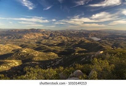 Scenic Landscape View South Of San Diego County And Distant Baja California Peninsula Across Mexico Border From Summit Of Iron Mountain In Poway