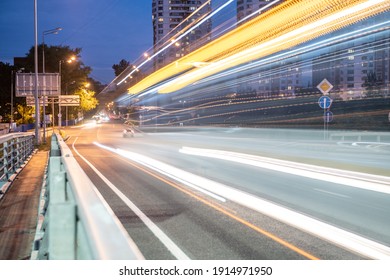 Scenic light trails on the road