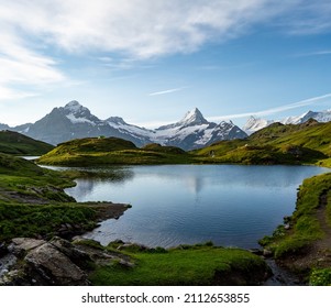 Scenic Mountain Lake Bachalpsee in the morning, Grindelwald, Switzerland
