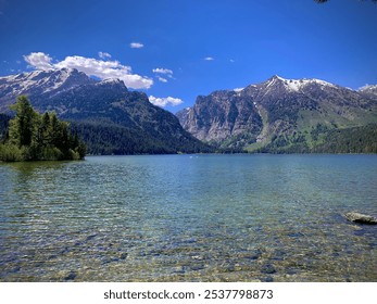 scenic mountain lake with trees - Powered by Shutterstock