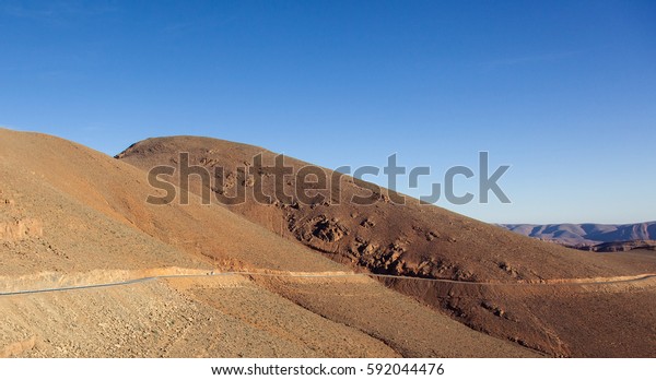scenic mountain\
road  in Morocco Atlas\
mountains