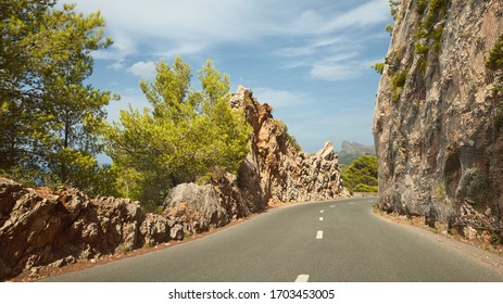 Scenic Mountain Road On Mallorca Coast, Spain.