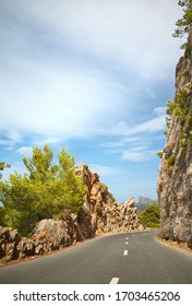 Scenic Mountain Road On Mallorca Coast, Spain.