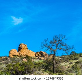 A Scenic Mountain View Near Lake Sherwood In The Santa Monica Mountains, In Ventura County, California , Lake Sherwood Reservoir. It Is South Of The Conejo Valley And City Of Thousand