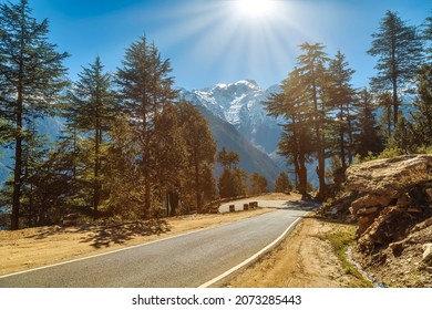 Scenic national highway road near Kalpa with Himalaya mountain landscape at Himachal Pradesh India - Shutterstock ID 2073285443