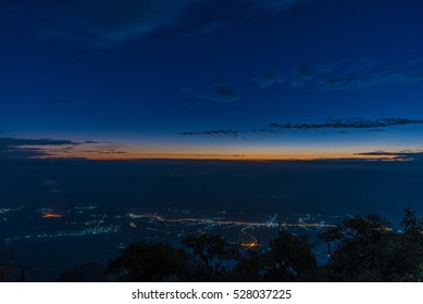 Scenic Night View  From Mountain Chiang Dao In Chiang Mai Province,Thailand