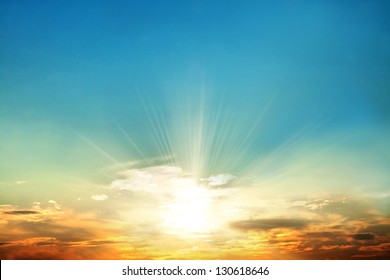 Scenic orange sunset sky background - Shutterstock ID 130618646
