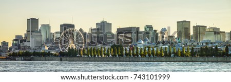 Scenic panorama of the city of Montreal at sunset. Quebec, Canada.