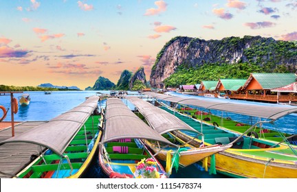 Scenic Phuket Landscape. Seascape And Paradisiacal And Idyllic Beach. Scenery Thailand Sea And Island .Adventures And Exotic Travel Concept