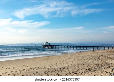 scenic pier of Manhattan beach, USA near Los Angeles under blue sky - Shutterstock ID 2216375307
