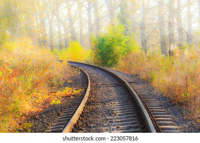 Scenic railroad in autumn in remote rural area - Powered by Shutterstock