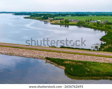A scenic road extending into Devils Lake, North Dakota, connecting the mainland to Grahams Island State Park