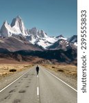 Scenic road on a sunny day in El chalten, Patagonia, Argentina